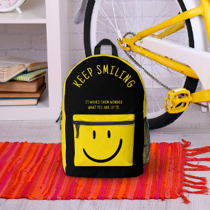 Happy Yellow Smile Printed Backpack