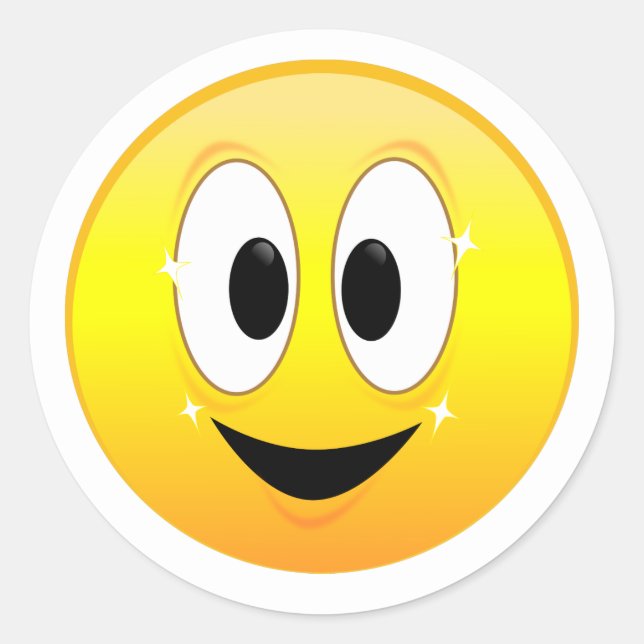Happy Yellow Smiling Face  Classic Round Sticker (Front)
