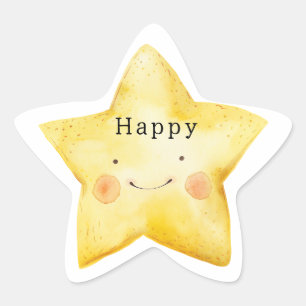 Happy Yellow Star Sticker