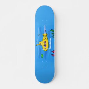 Happy yellow submarine cartoon skateboard