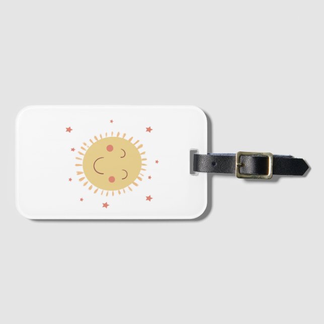 Happy Yellow Sun Luggage Tag (Front Horizontal)