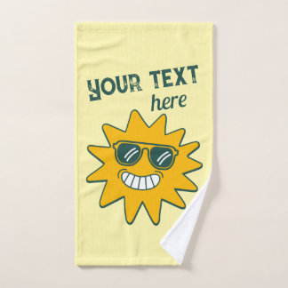 Happy Yellow Sunglasses Summer Sun Vacation Hand Towel