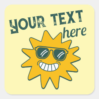 Happy Yellow Sunglasses Summer Sun Vacation Square Sticker