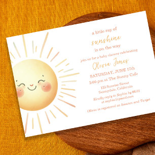 Happy Yellow Sunshine Cute Boho Baby Shower Invitation