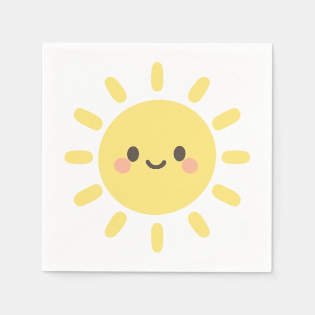 Happy Yellow Sunshine with a Smiling Face  Napkin (Front)