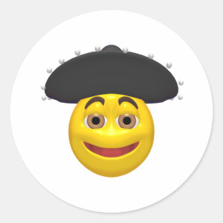 Happy yellow wearing a mexican hat classic round sticker