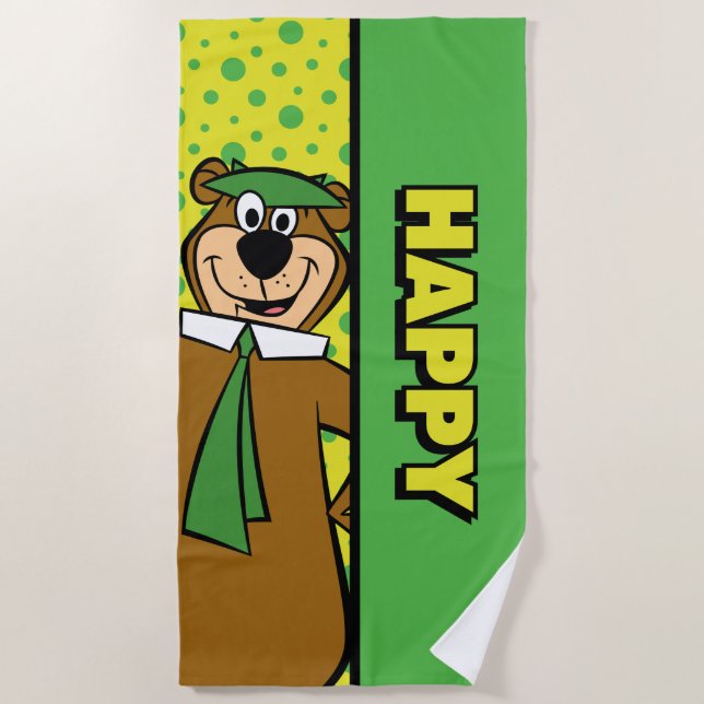 Happy Yogi Bear Beach Towel (Front)
