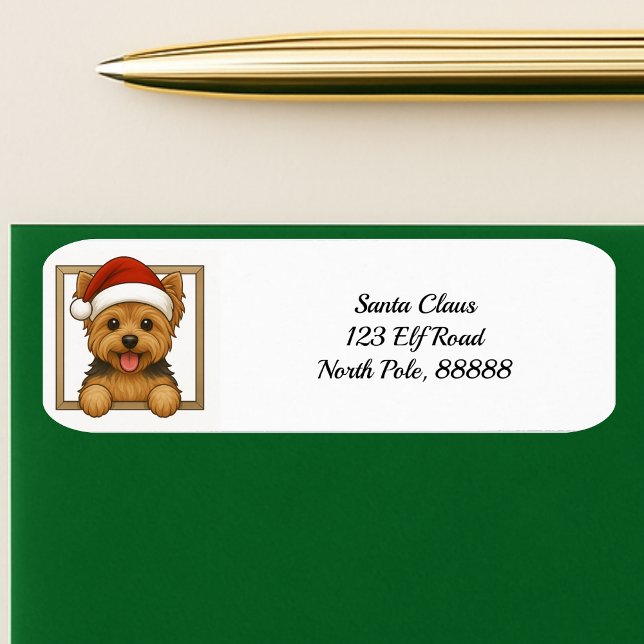 Happy Yorkie Christmas Return Address (Creator Uploaded)