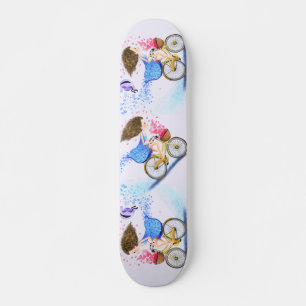 Happy Young Girl On A Bike - Romantic Love Hearts  Skateboard