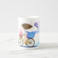Happy Young Girl with Bike Mug