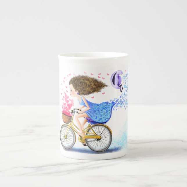 Happy Young Girl with Bike Mug (Front)