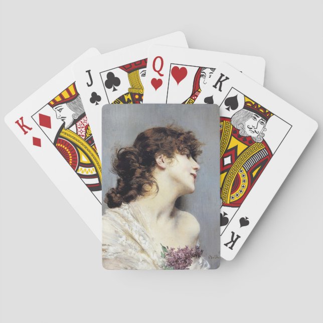 Happy Young Woman (by Giovanni Boldini) Playing Cards (Back)