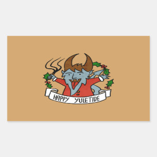 Happy Yuletide Krampus Rectangular Sticker
