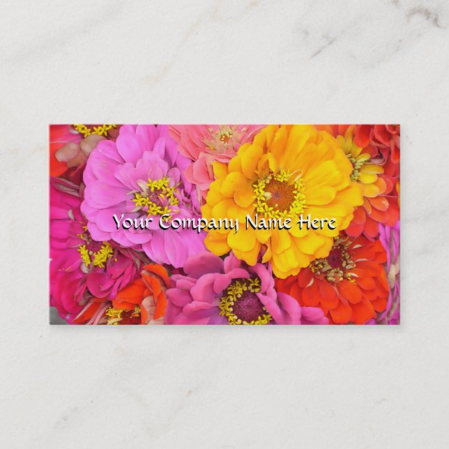 Happy Zinnias Customisable Business Card (Front)
