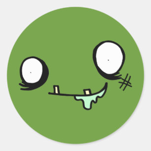 Happy Zombie Face Classic Round Sticker