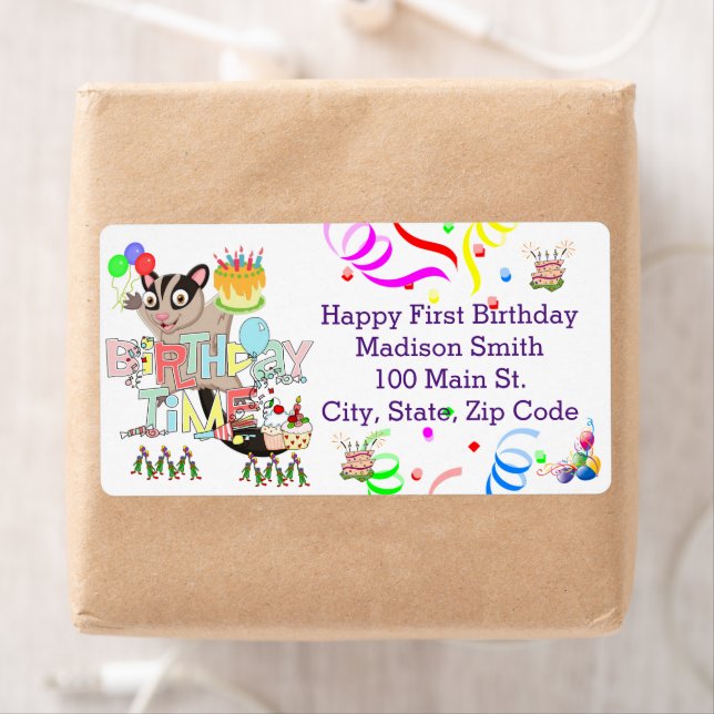 HappyBirthday Possum Cake Address Label (Insitu)