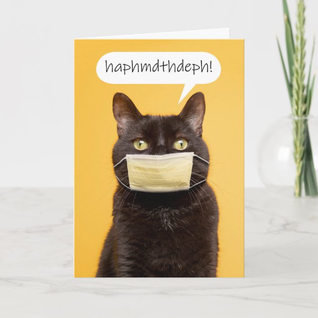 HappyMother's Day Funny Cat in Face Mask Humor Holiday Card (Front)