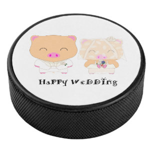 HappyWedding Hockey Puck