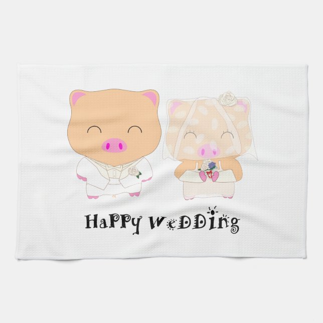 HappyWedding Tea Towel (Horizontal)