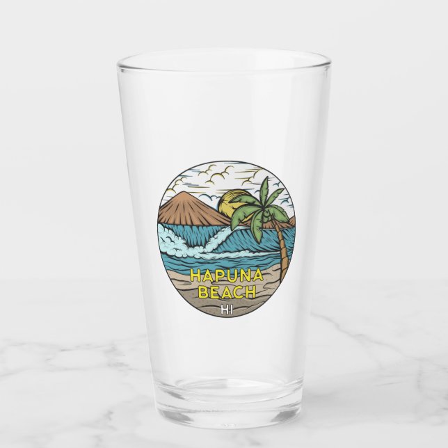 Hapuna Beach Hawaii Vintage Glass (Front)
