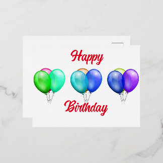 Hapy Birthday Decoration Celebration  Foil Holiday Postcard