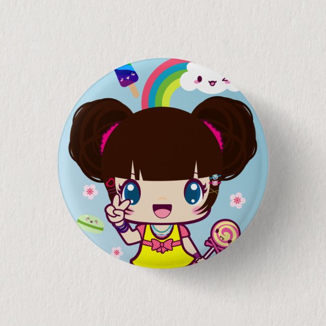 Harajuku Girl Yuriko 3 Cm Round Badge (Front)
