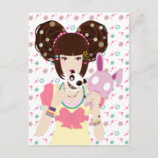 Harajuku Girl Yuriko - background Postcard (Front)