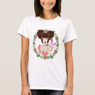 Harajuku Girl Yuriko bordered T-Shirt