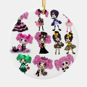 Harajuku Girls - Lolita fashionistas Ceramic Tree Decoration