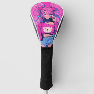 Harajuku Neon Kawaii Girl with Twin Ponytails Golf Head Cover