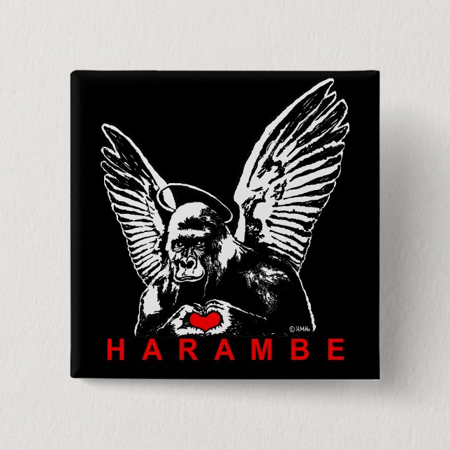 Harambe 15 Cm Square Badge (Front)