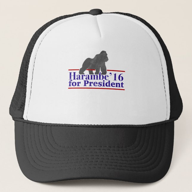 Harambe for President 2016 Funny Meme Trucker Hat (Front)