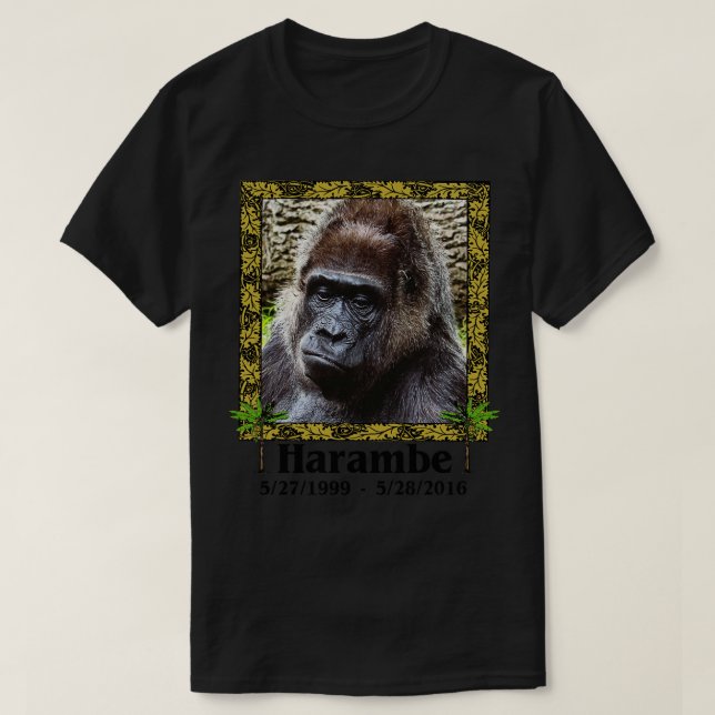 Harambe Memorial We Love You Rest In Peace T-Shirt (Design Front)