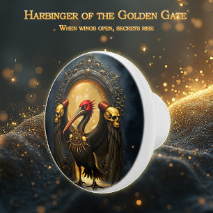 Harbinger of the Golden Gate The Nocturnal Pelican Ceramic Knob