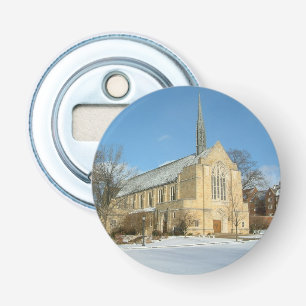 Harbison Chapel in Winter at Grove City College Bottle Opener