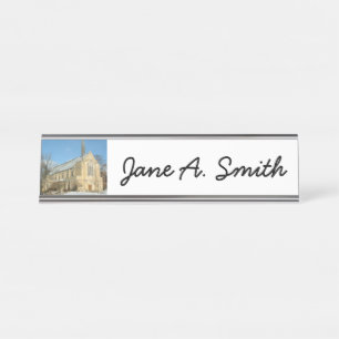Harbison Chapel in Winter at Grove City College Desk Name Plate