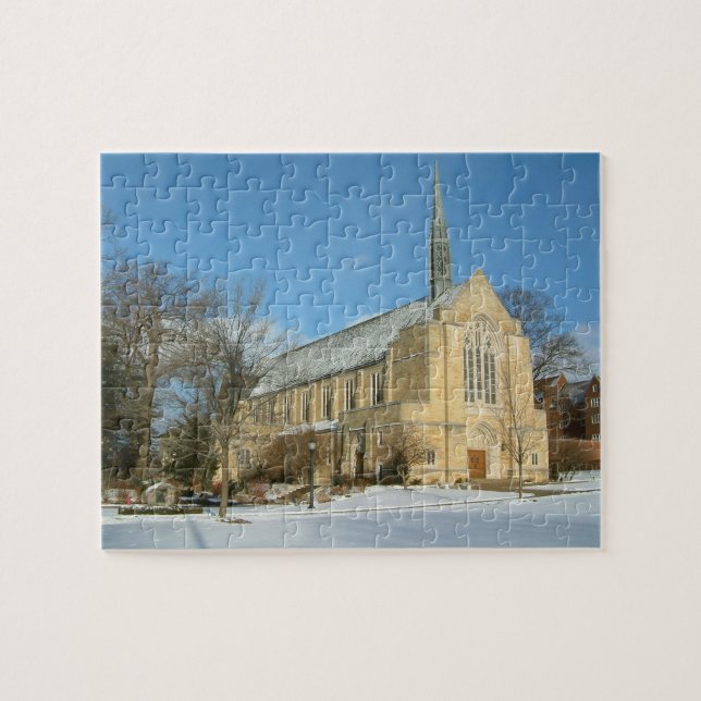 Harbison Chapel in Winter at Grove City College Jigsaw Puzzle (Horizontal)