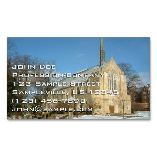 Harbison Chapel in Winter at Grove City College Magnetic Business Card