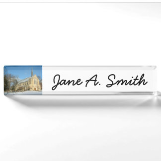 Harbison Chapel in Winter at Grove City College Nameplate