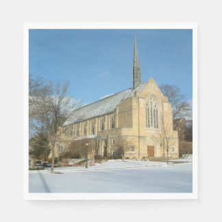 Harbison Chapel in Winter at Grove City College Napkin