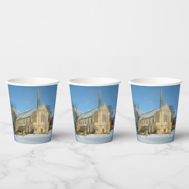 Harbison Chapel in Winter at Grove City College Paper Cups (Multi)
