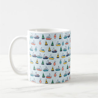 Harbor Boats and Buoys Pattern Coffee Mug