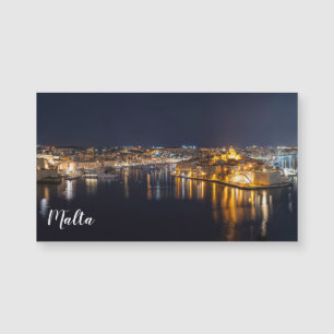 Harbor in Malta illuminated at night