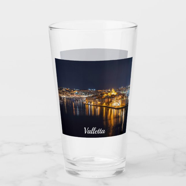Harbor in Malta illuminated at night Glass (Front)