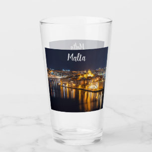 Harbor in Malta illuminated at night Glass
