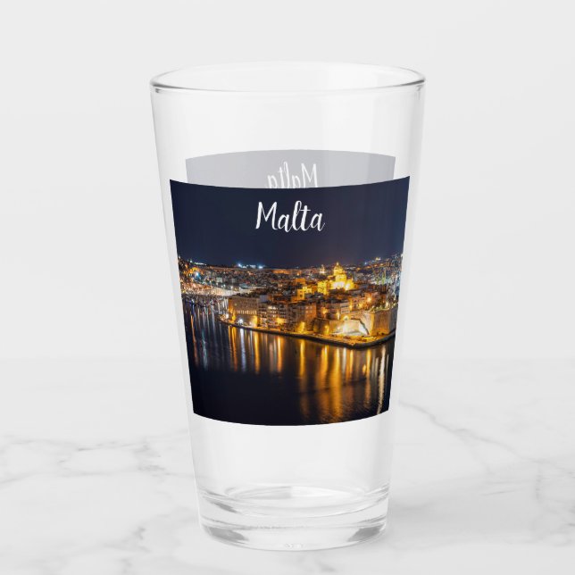 Harbor in Malta illuminated at night Glass (Front)