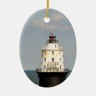 Harbor of Refuge Lighthouse Ceramic Tree Decoration