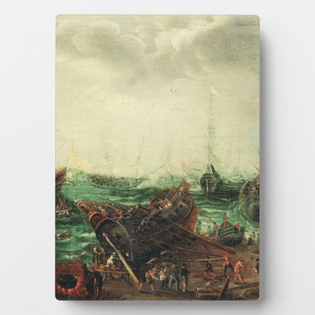 Harbor scene by Adam Willaerts  Plaque (Front)