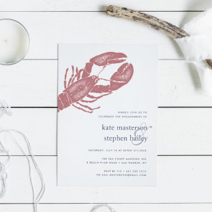 Harborside   Nautical Lobster Wedding Invitation