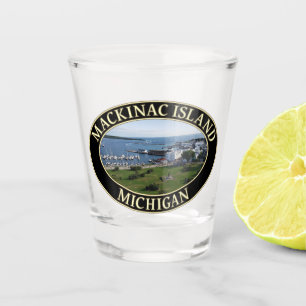 Harbour and Downtown at Mackinac Island, Michigan Shot Glass